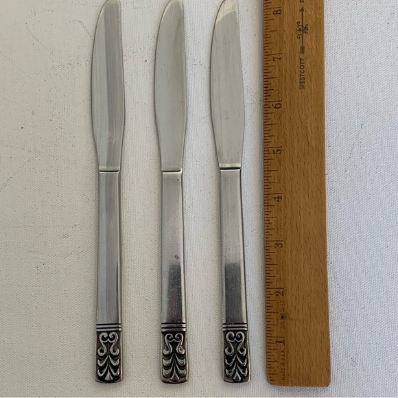 3 Carlyle Cameo Hong Kong Dinner Knives Knife Set Vintage Stainless Steel 8 3/8" - Picture 6 of 8